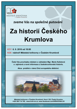 Za historií Českého Krumlova - Městská knihovna v Českém Krumlově