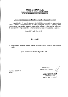 Jmenov&aacute;n&iacute;... - Obec Lysovice