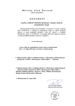 Oznámení o počtu a sídle volebních okrsků