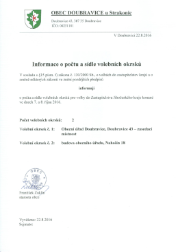 Informace o počtu a sídle volebních okrsků