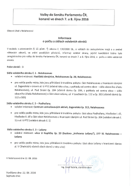 Informace o počtu a sídlech volebních okrsků