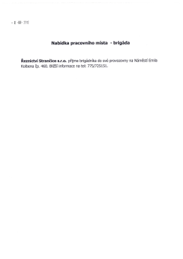 Nabídka pracovního místa - brigáda