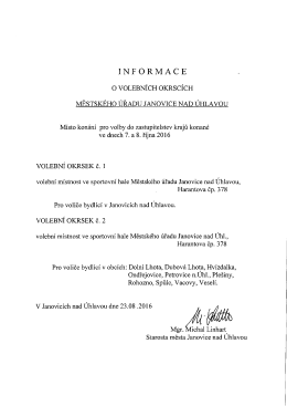 Informace o počtu a s&iacute;dle volebn&iacute;ch okrsků