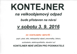 Oznámení - velkoobjemový kontejner 3. 9. 2016