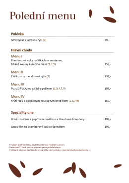 Polední menu - Amenity Resort Lipno