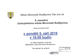 Pozvánka na 9. zasedání Zastupitelstva města Moravské Budějovice