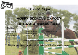 Pozvánka na jezdecké závody Hobby Tour 28.8.2016