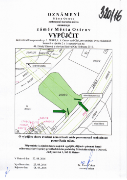 Záměr města Ostrov vypůjčit části zábradlí na pozemku p.č. 2898/3, k