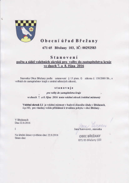 Stanoven&iacute; počtu a s&iacute;del volebn&iacute;ch okrsků pro volby