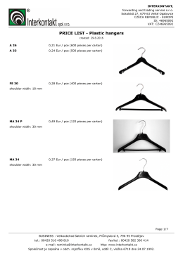 PRICE LIST - Plastic hangers