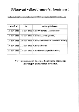Page 1 Přistavení velkoobjemových kontejnerů V obci budou