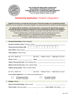Scholarship Application / Podanie o Stypendium