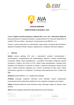 Ogólne warunki korzystania z aplikacji Ava