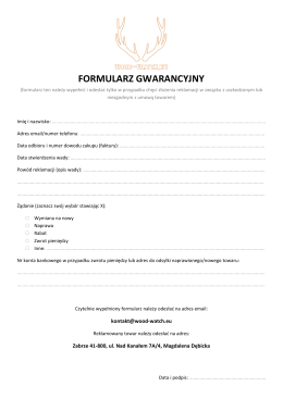 formularz gwarancyjny - wood