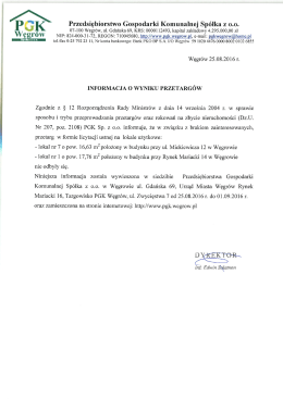 informacja o wynikach
