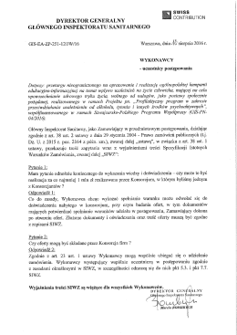 Wyjaśnienie treści SIWZ z dnia 10.08.2016 r.