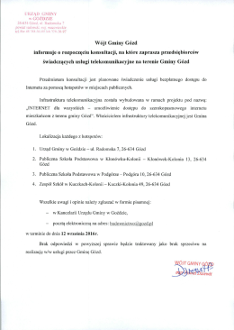 W&oacute;jt Gminy G&oacute;zd informuje o rozpoczęciu konsultacji