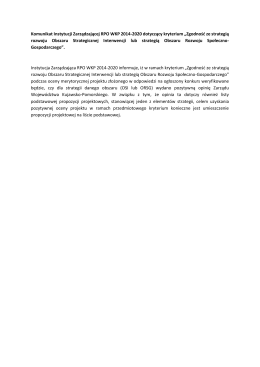 Komunikat Instytucji Zarządzającej RPO WKP 2014