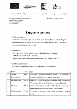 Zapytanie ofertowe - Stowarzyszenie Kraina Lasów i Jezior