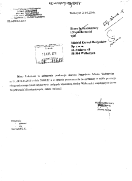 Wykaz lokali użytkowych proponowanych do sprzedaży w trybie