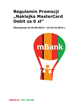 Regulamin Promocji „Naklejka MasterCard Debit za 0 zł”