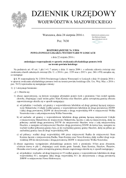 Rozporządzenie Nr 3/2016 Powiatowego Lekarza Weterynarii w