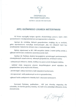Apel Gł&oacute;wnego Lekarza Weterynarii w sprawie