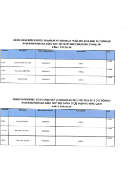 2016-2017 Eğitim-Öğretim Yılı Güz Dönemi