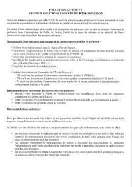 Page 1 POLLUTION A L`OZONE RECOMMANDATIONS