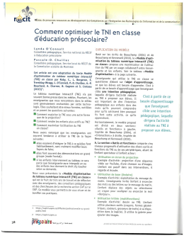 Comment optimiser le TNI en classe d`éducation préscolaire?
