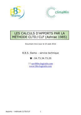 APPORTS - CALCUL PAR LA METHODE CLTD