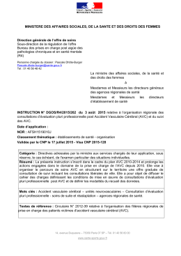 L`instruction N° DGOS/R4/2015/262 du 3 août 2015