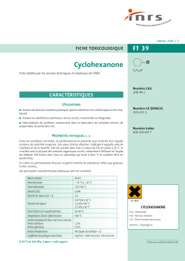 Cyclohexanone (FT 39) - Fiche toxicologique