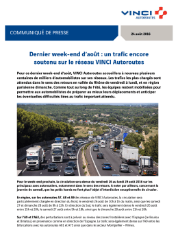 Dernier week-end d`Août : trafic encore soutenu