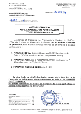 Obtenir le document - Direction de la Pharmacie du Médicament