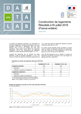 Construction de logements - résultats à fin juillet 2016 (France entière)