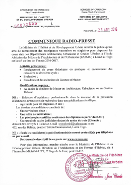 Page 1 REPUBLIQUE DU CAMEROUN REPUBLIC OF