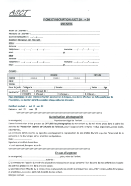 Fiche d`inscription Enfants - ASCT - Association sportive et culturelle