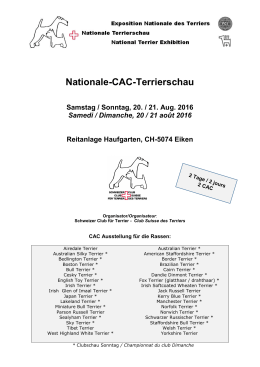 Nationale-CAC-Terrierschau Samstag / Sonntag, 20. / 21. Aug. 2016