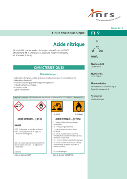 Acide nitrique (FT 9) - Fiche toxicologique
