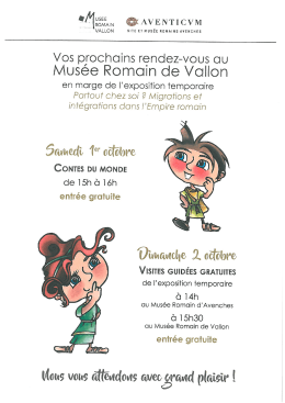 Activités Musée romain de Vallon – 1er et 2 octobre 2016