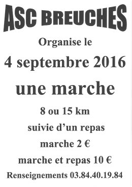 Page 1 ASG BREUCHES Organise le 4 septembre 2016 une