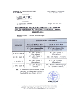 Programme de passage Master 1 à l`oral - Concours d`entrée