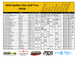 Classement QDGT 2016 - Québec Disc Golf Tour