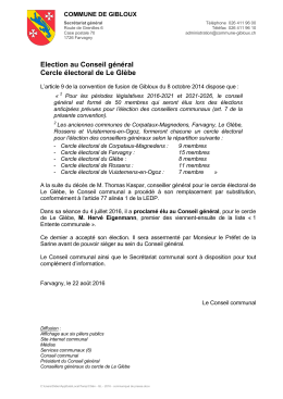 Election au Conseil général Cercle électoral de Le Glèbe