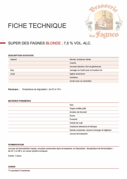 fiche technique - La Brasserie des Fagnes