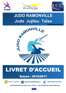 Judo Ramonville Livret d`accueil 2016-2017