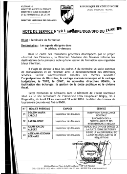 note de service n°201 - Douanes de Côte d`Ivoire