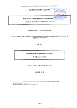 Page 1 Métropole du Grand Paris - BUDGET PRINCIPAL