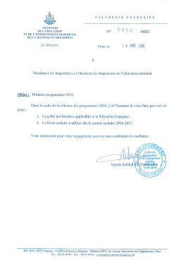 5856/MEE : Horaires programmes 2016
